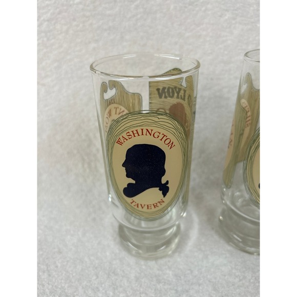 Red Lyon Tavern & Washington Tavern Drinking Glasses Set of 4 Collectible - Picture 3 of 7